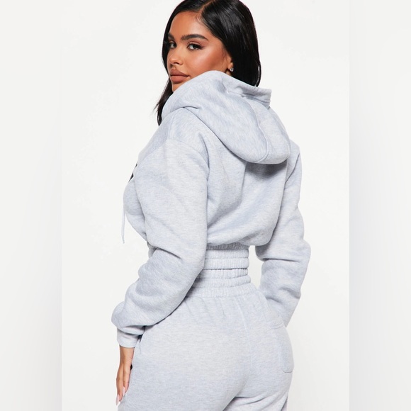 Raiders Cropped Jacket Zip Hoodie - Heather Grey Medium - Picture 3 of 4